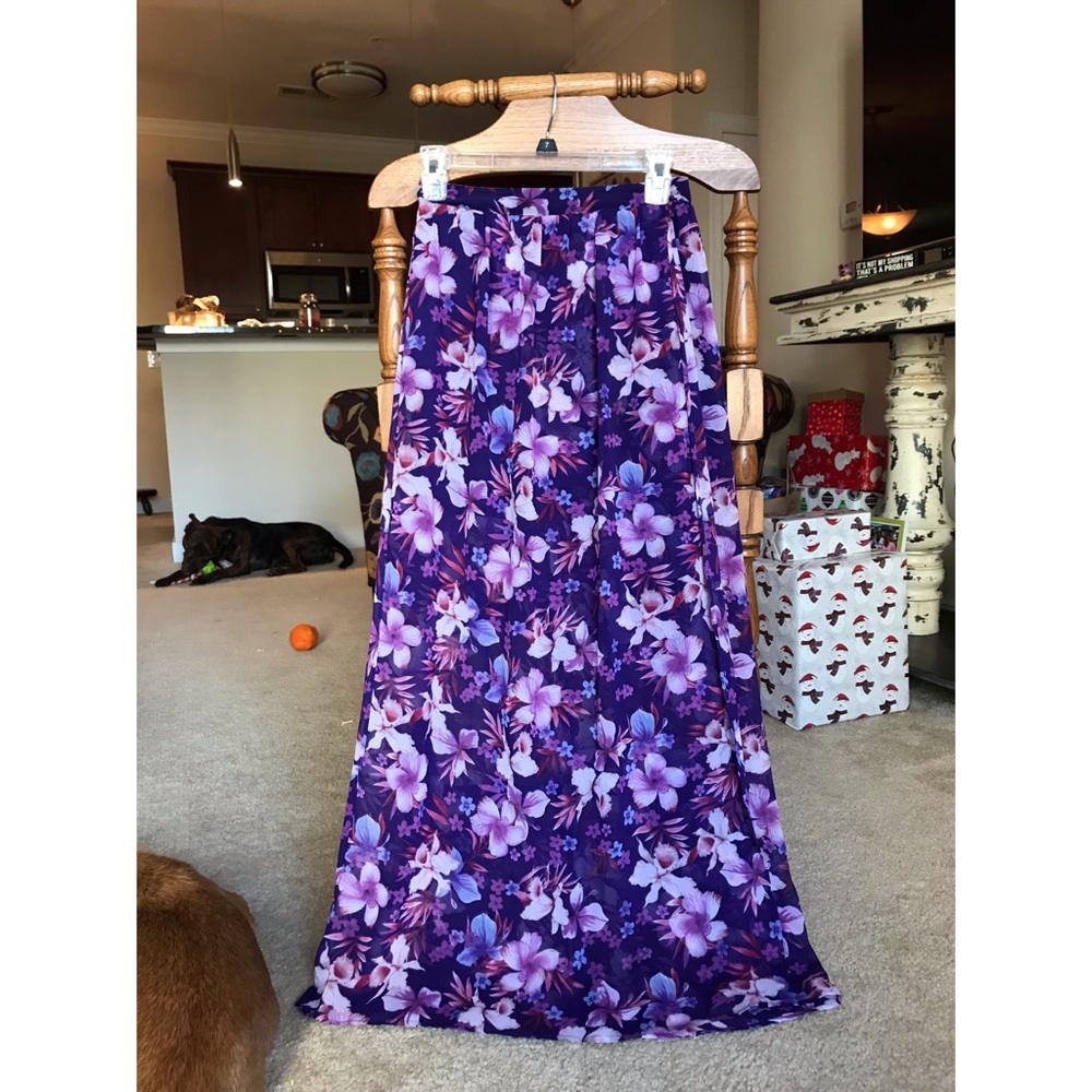 Forever 21 Sheer Floral Maxi Skirt